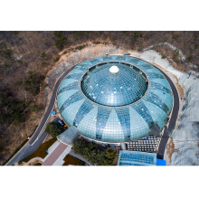 Bâtiment de toit en verre en acier en forme d&#39;acier préfabrique